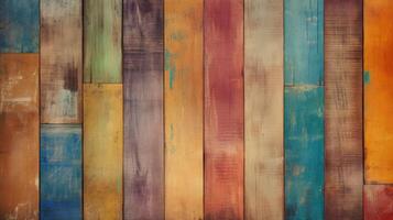 AI generated Multicolored wood background. Vintage wallpaper pattern photo