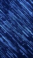 Vertical video - abstract background animation with icy glittering particles and glowing blue shooting stars moving diagonally. Full HD and looping blue particles background.