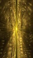 Vertical video - abstract technology background with a flowing digital fractal wave of glowing golden particles and shimmering light rays. This modern motion background is full HD and a seamless loop.