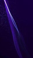 Vertical video - Minimalist technology background with an elegant flowing purple digital fractal light wave and swirling particles rippling towards the camera.