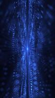 Vertical video - technology background with a flowing digital fractal wave of glowing blue particles and shimmering light rays. This modern motion background is full HD and a seamless loop.