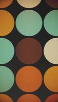 Vertical video - trendy retro 1970s geometric background with colorful blinking circles in warm color tones. This stylish vintage motion background animation is HD and looping.