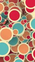 Vertical video - trendy 1970s retro geometric shapes background with gently moving shiny plastic effect circles in vintage warm color tones. Full HD and looping motion background animation.