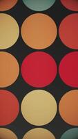 Vertical video - trendy retro 1970s geometric background with colorful blinking circles in warm color tones. This stylish vintage motion background animation is HD and looping.