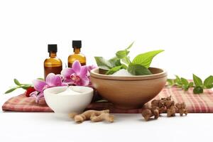 AI generated ingredients of the spa ritual with generative ai photo