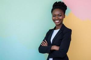 AI generated african businesswoman in suit with generative ai photo