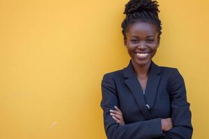 AI generated african businesswoman in suit with generative ai photo