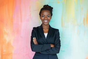 AI generated african businesswoman in suit with generative ai photo