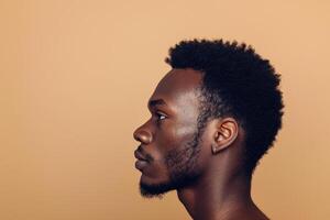 ai generado africano masculino modelo giro oblicuo con generativo ai foto