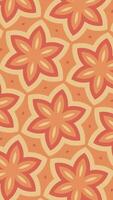 Vertical video - ornate retro kaleidoscopic floral pattern design motion background animation with gently radiating orange and yellow flower petals. Full HD and looping.