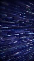 Vertical video - a stream of flowing blue digital fiber optic light data node particles. Communication and connectivity concept. Full HD and looping technology motion background animation.