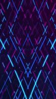 Vertical video - glowing pink and blue neon lines and dashed lines and dots gently moving up the frame.