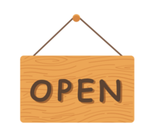 open sign wood hanging png