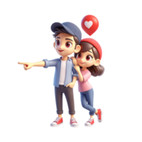 AI generated Couple of lovers in cartoon style  on PNG background.