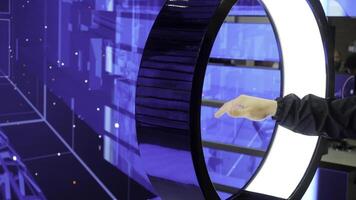 Touch circle for virtual communication. Media. New technology of virtual immersion. Manual motion control in virtual space photo