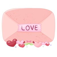 Cartoon pink envelope with heart and flower of valentines day element png