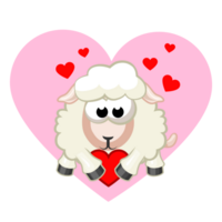 dibujos animados oveja participación corazón. saludo tarjeta para enamorado día. png