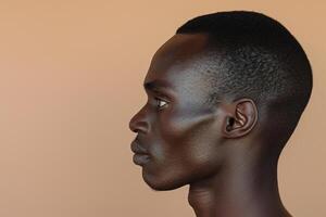 AI generated african male model turn sideways with generative ai photo