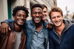 AI generated african and american men smiling together diversity concept with Generative AI photo