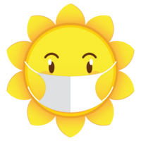 sun wear medical mask cartoon cute png