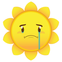 sun crying and scared face cartoon cute png