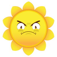 Soleil en colère visage dessin animé mignonne png