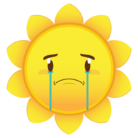 sun crying and scared face cartoon cute png