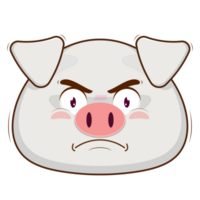 maiale arrabbiato viso cartone animato carino png
