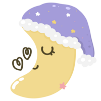 Cute half moon sleeping png