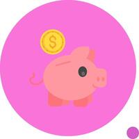 Piggy bank Long Circle Icon vector