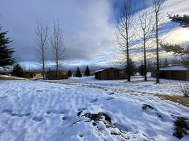 un ver de el Islandia campo en el invierno cerca el geysir foto