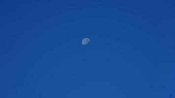 The blue sky view with the white moon and the clear blue sky as background photo