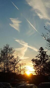 The beautiful sunset view with the colorful clouds and sky as background photo
