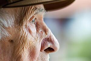 AI generated Close up portrait of a thoughtful grandfather. AI generated photo