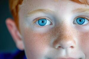 AI generated Close up portrait of a thoughtful boy. AI generated photo