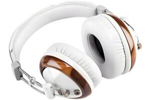 AI generated white headphones isolated on white background, neural network generated image photo