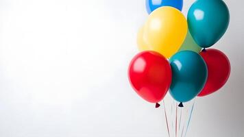 AI generated Colorful balloons on white background with copy space, neural network generated image photo