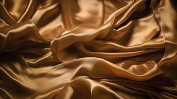 AI generated Golden-colored silk surface with folds. Abstract background, neural network generated image photo