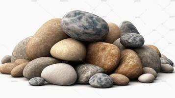 AI generated Varied Collection of Smooth River Stones in Neutral Tones photo