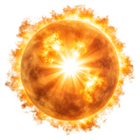 AI generated round sun isolated on transparent background ,generative ai png