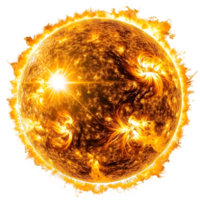 AI generated round sun isolated on transparent background ,generative ai png