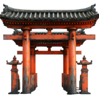 AI generated torii gate isolated on transparent background ,Chinese temple gate, generative ai png