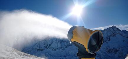 Snow cannon in operation photo