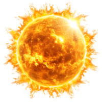 AI generated round sun isolated on transparent background ,generative ai png