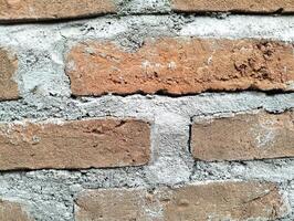 Red color brick wall for brickwork background design. Close up photo