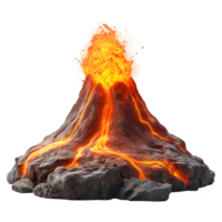 AI generated volcano erupting isolated on transparent background ,volcanic disaster png ,generative ai