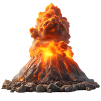 AI generated volcano erupting isolated on transparent background ,volcanic disaster png ,generative ai