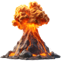 AI generated volcano erupting isolated on transparent background ,volcanic disaster png ,generative ai