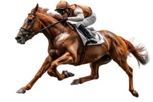 AI generated horse racer isolated on transparent background ,horse racing png ,generative ai