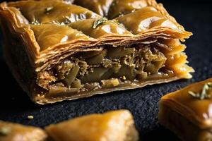 AI generated Baklava on Black Background photo